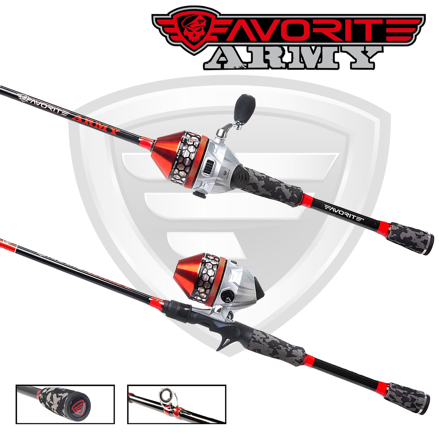 Favorite Army Spincast Combo, 2pc Favorite Fishing